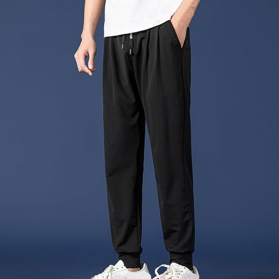 HOMADLES Men’s and Big Men's Stretch Joggers Elastic Waist Solid Pockets Stretch Breathable, Sweatpants Black