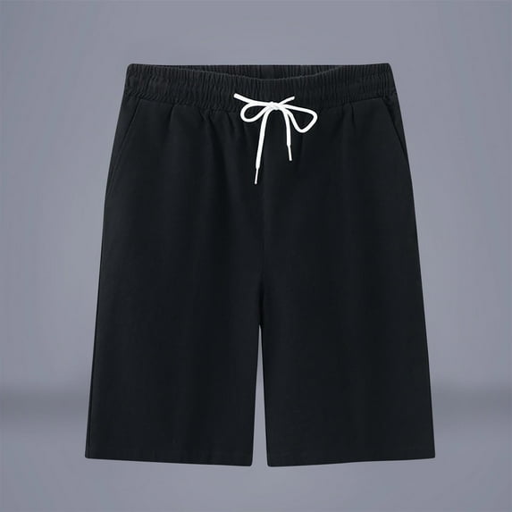 HOMADLES Men's and Big Men's Summer Shorts Elastic Waist Soft Stretch Pocket Outdoor Beach Shorts Black 2XL