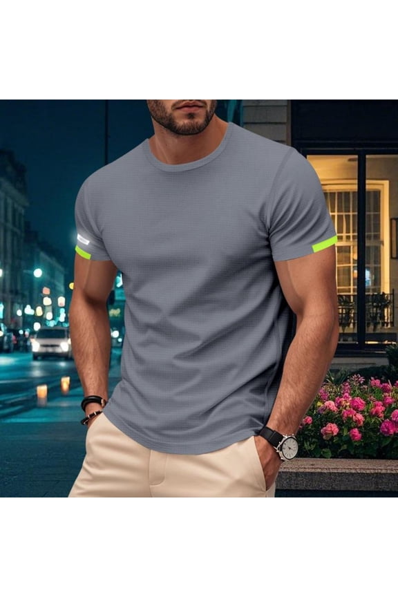 Men’s and Big Men’s T-shirt Ice Silk Lightweight Round Neck Thin Mesh Short Sleeve Dark Gray 3XL