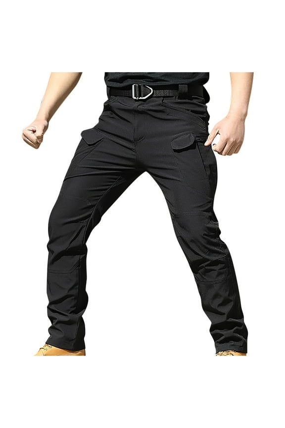 Men's and Big Men's Workout Pants Windproof Outdoor Hiking Solid Straight Leg Slim Fit Pants Bottom Open Pants Black XL