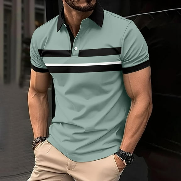 HOMADLES Men's and Big Men's polo Shirts Soft Stretch Button polo Shirt Green 2XL