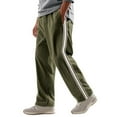 thumbnail image 1 of HOMADLES Mens Athletic Jogger Sweatpants Elastic Waist Warm Pants Corduroy Straight Leg Stripe Print Fashion Pants Army Green S, 1 of 8