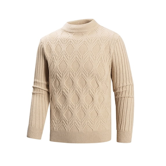 HOMADLES Mens Big and Tall Sweater Cable Knit Plaid Shirt Outdoor Mens Vintage Sweatshirt for Men Outdoor Casual Khaki