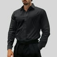 thumbnail image 1 of HOMADLES Mens Button Down Shirts Long Sleeve Cardigan Lapel Solid Casual Button Shirts Black 2XL, 1 of 9