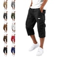 thumbnail image 1 of HOMADLES Mens Capri Cargo Pants Multi-pocket Elastic Waist Drawstring Workout Pants Big and Tall Athletic Pants Dark Gray Size 3XL, 1 of 6