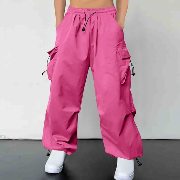 HOMADLES Mens Cargo Pants Elastic Waist Quick Dry Multiple Pockets Summer Stretch Cargo Pants Hot Pink M