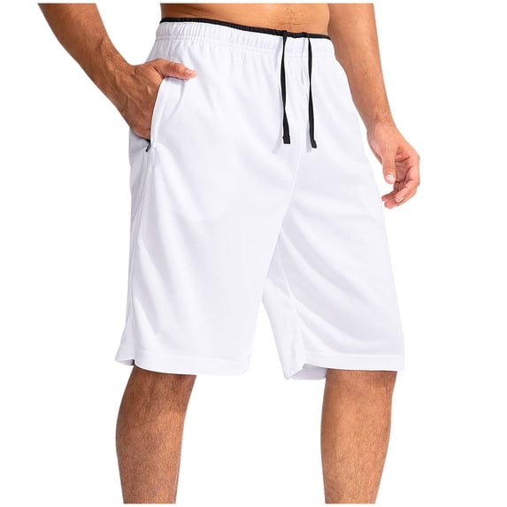 HOMADLES Mens Cargo Shorts Big and Tall Flat Front Shorts Elastic Waist Straight Drawstring Short Cargos, White 3XL