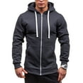 thumbnail image 1 of HOMADLES Mens Casual Lightweight Hood Jacket Stretch Solid Full Zipper Athletic Long Sleeve Cardigan Hooded Sweatshirt for Men Fashion Outdoor Jacket Dark Gray S, 1 of 4