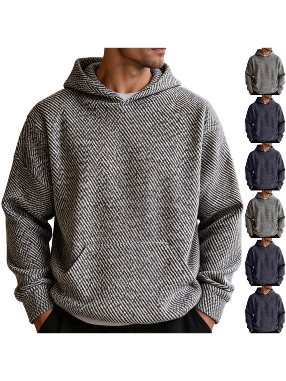 Mens Casual Hoodies for Men Long Sleeve Sweatshirt Relaxed Fit Comforty Pullover Tops White Size 3XL
