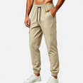 thumbnail image 1 of HOMADLES Mens Casual Joggers Elastic Waist Quick Dry Sports Pants Mesh Breathable Side Pocket Fashion Pants Khaki Size L, 1 of 5
