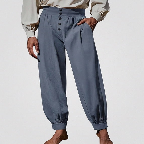 HOMADLES Mens Casual Joggers Pants Elastic Waist Loose Fit Sports Pants Side Pocket Outdoor Hiking Pants Gray Size S