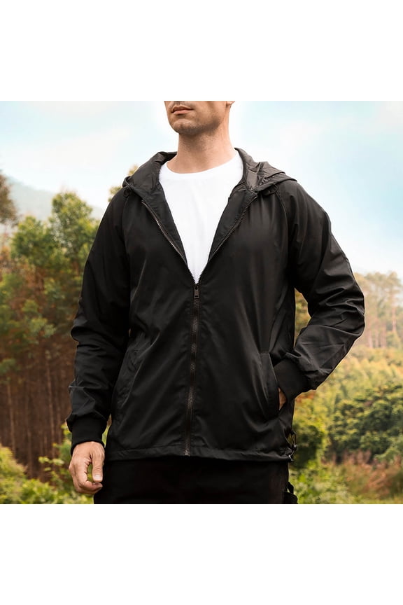 Mens Casual Lightweight Jackets Long Sleeve Outdoor Hiking Casual Jakcet for Men Outwear Jacket Black M