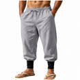 thumbnail image 1 of HOMADLES Mens Casual Linen Joggers Pants Elastic Waist Loose Fit Sports Pants Side Pocket Outdoor Athletic Pants Gray Size 2XL, 1 of 9