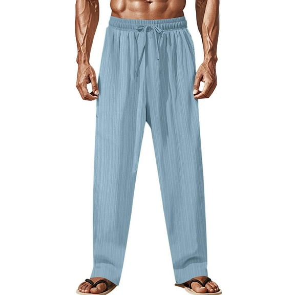 HOMADLES Mens Casual Pants Loose Elastic Waist Stretch Lightweight Pocket Drawstring, Sweatpants Light Blue