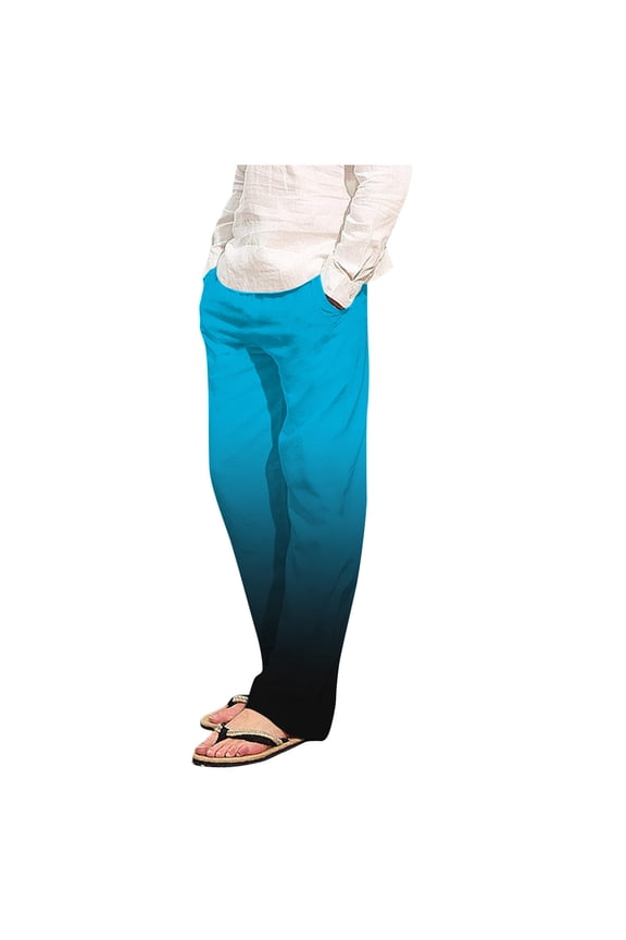 Mens Casual Pants Fitness Casual Gradient Hiking Jogger Pants for Men Blue M