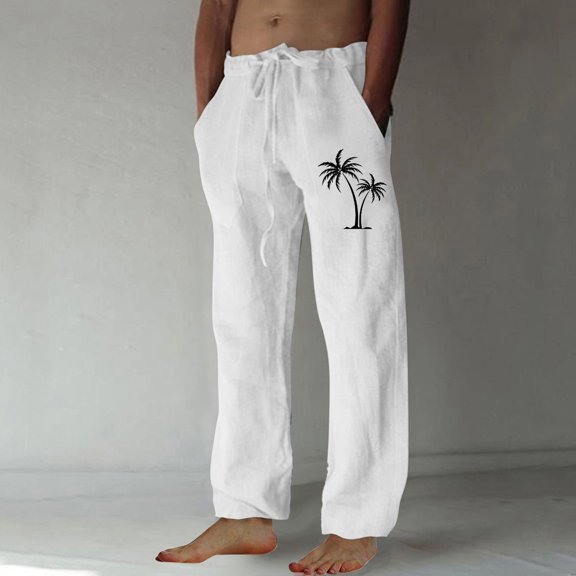 HOMADLES Mens Casual Sweatpants Solid Straight Leg Athletic Pants Elastic Waist Outdoor Jogger Pants White S