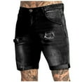 thumbnail image 1 of HOMADLES Mens Denim Shorts Ripped Straight Fashion Summer Outdoor Pocket Button Casual Shorts Black XL, 1 of 5