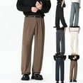 thumbnail image 1 of HOMADLES Mens Dress Pants Straight Leg Flat Front Casual Pants Button Lightweight Business Pants Khaki Size L, 1 of 7