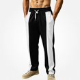thumbnail image 1 of HOMADLES Mens Elastic Waist Casual Pants Loose Fit Color Blocking Sports Pants Side Pocket Outdoor Athletic Pants Black Size L, 1 of 9