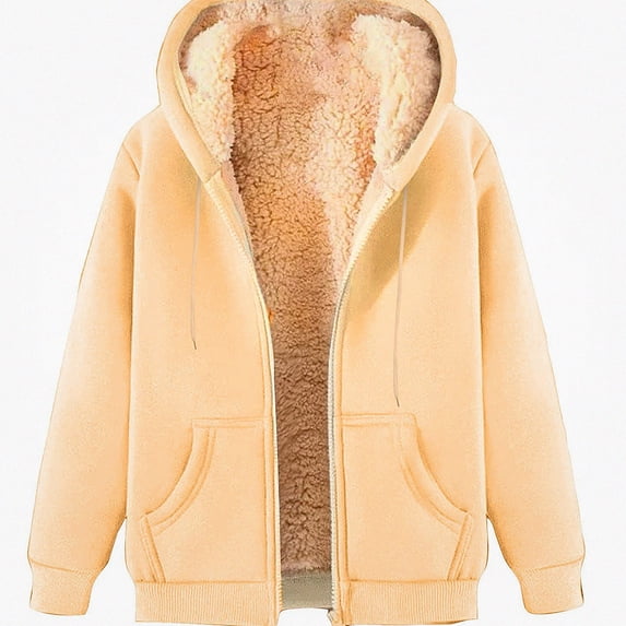 HOMADLES Mens Fleece Lined Hoodies Winter Warm Full Zipper Hooded Sweatshirts Solid Color Hoodie Jacket Beige Size S