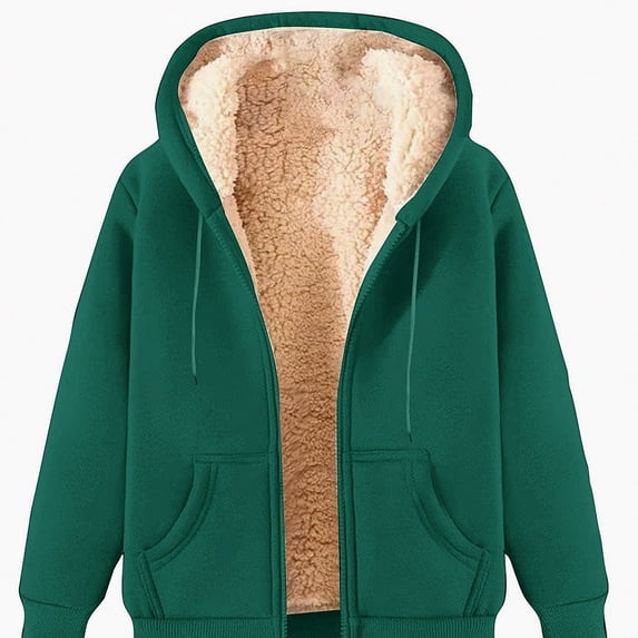 HOMADLES Mens Fleece Lined Hoodies Winter Warm Full Zipper Hooded Sweatshirts Solid Color Hoodie Jacket Green Size 2XL