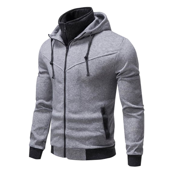 HOMADLES Mens Hoodie Jacket Zip Athletic Long Sleeve Hood for Men Cardigan Hoode Casual Solid Hooded Sweatshirts Gray 3XL