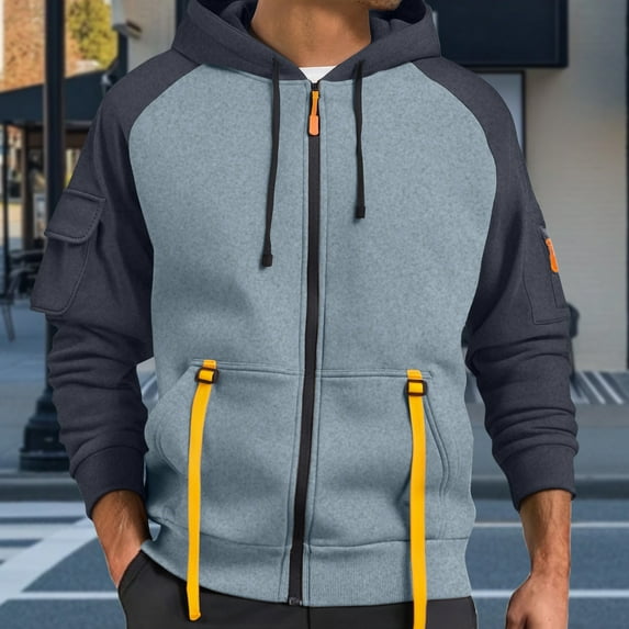 HOMADLES Mens Hoodie Jacket Zip Casual Athletic Long Sleeve Hood for Men Cardigan Hoode Solid Hooded Sweatshirts Light Blue L