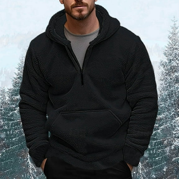 HOMADLES Mens Hoodie for Men Fleece Athletic Casual Long Sleeve Pullover for Men with Zip Hooded Sweatshirts Black 3XL