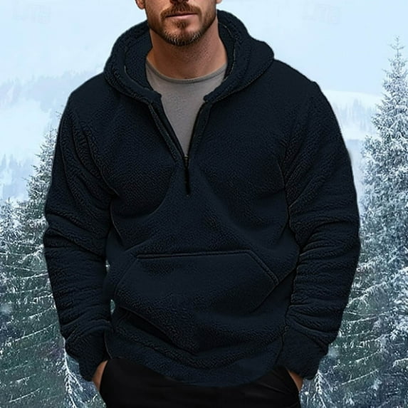 HOMADLES Mens Hoodie for Men Fleece Athletic Casual Long Sleeve Pullover for Men with Zip Hooded Sweatshirts Dark Blue S