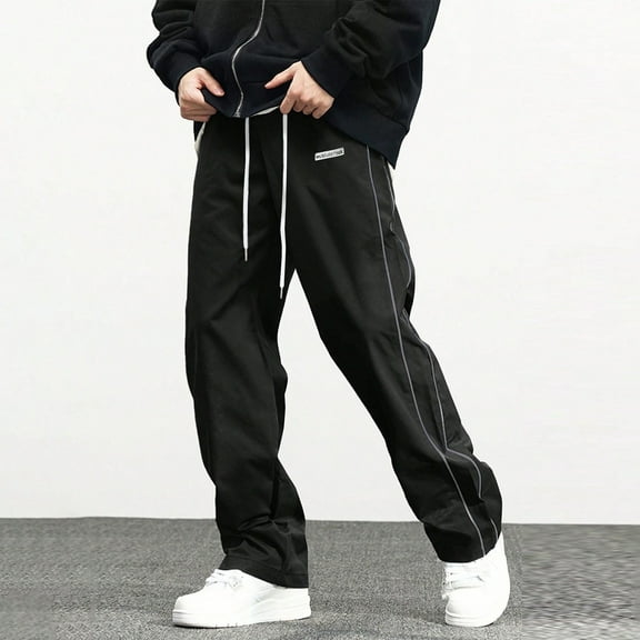 HOMADLES Mens Jogger Sweatpants Drawstring with Pocket Elastic Waist Straight Leg Sweatpants Sweatpants Black M