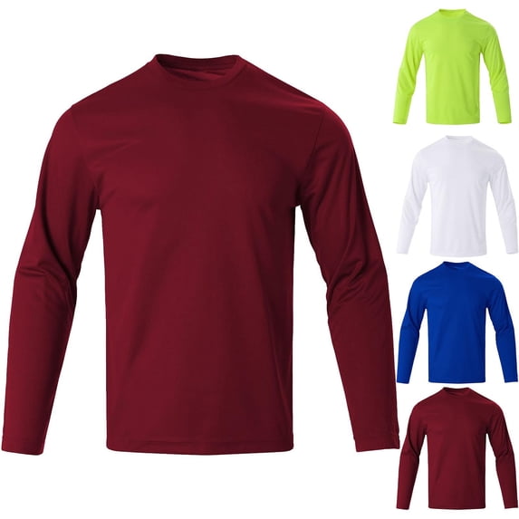 HOMADLES Mens Lightweight Shirts Long Sleeve Crewneck Shirts Solid Color Loose Fit Pullover Tops Wine Size 3XL