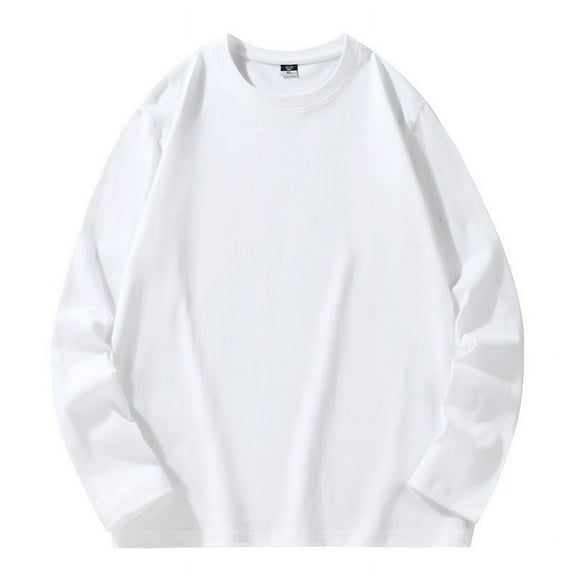 HOMADLES Mens Long Sleeve Pullover, Soft Crewneck Long Shirt for Men Solid Tops White XL