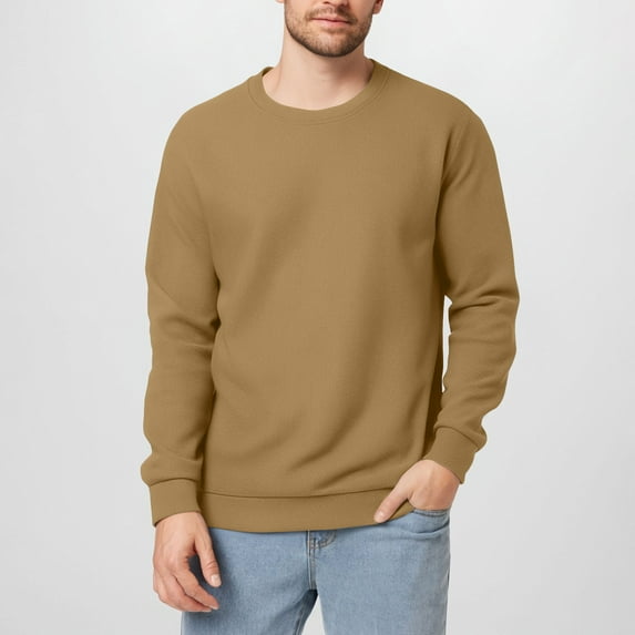 HOMADLES Mens Long Sleeve T Shirt for Men Slim Fit Casual Mens Waffle Tee Stretch Lightweight, Tee Shirts Orange 3XL