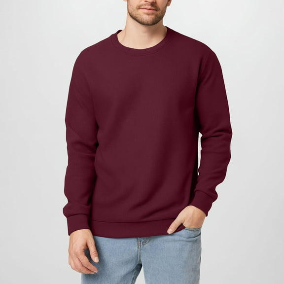 HOMADLES Mens Long Sleeve Waffle Shirts for Men Basic Stripe Henley T-Shirt for Men Soft Slim Fit, Tee Shirts Wine L