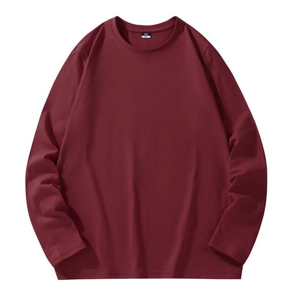 HOMADLES Mens Loose Pullover, Crewneck Long Shirt for Men Soft Solid Tops Wine 4XL