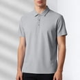 thumbnail image 1 of HOMADLES Mens Polo Shirt Button Ice Silk Soft Men Loose Solid Casual Short Sleeve Golf Men Pique Polo Tee B Gray L, 1 of 6