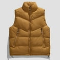 thumbnail image 1 of HOMADLES Mens Quilted Winter Puffer Vest, Solid Thermal Stand Collar Outdoors Sleeveless Jacket for Men Workwear Khaki 7XL, 1 of 4
