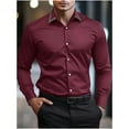 thumbnail image 1 of HOMADLES Mens Shirts Button Down Shirts for Men Slim Long Sleeve Solid Formal Dress Shirt Wine XL, 1 of 7