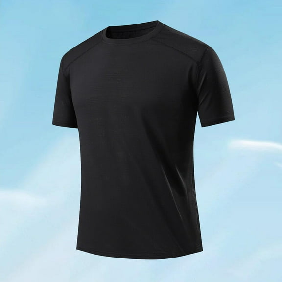 HOMADLES Mens Short Sleeve Ice silk Soft Summer Gym Casual Pullover Short Sleeve Black 2XL