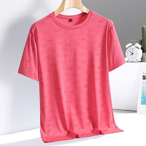 HOMADLES Mens Short Sleeve T Shirts Ice silk Crewneck Tee Lightweight Soft Short Sleeve, Tops Red XL