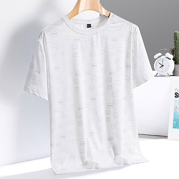 HOMADLES Mens Short Sleeve T Shirts Ice silk Crewneck Tee Lightweight Soft Short Sleeve, Tops White 3XL