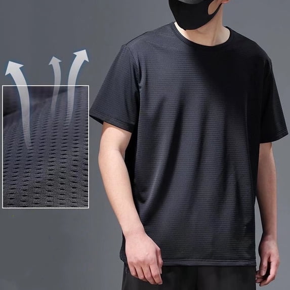 HOMADLES Mens Short Sleeve T Shirts Muscle Crewneck Mesh Lightweight Breathable Gym Casual Short Sleeve Black 2XL