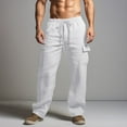 thumbnail image 1 of HOMADLES Mens Sports Pants Solid with Drawstring Elastic Waist Wide Leg Sweatpants White M, 1 of 6