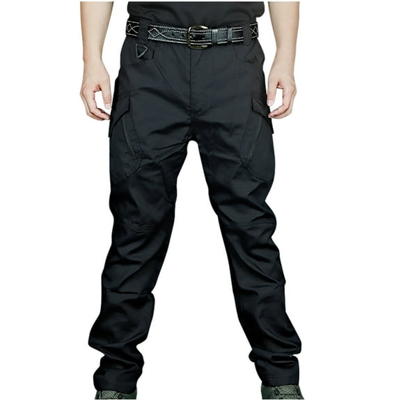 HOMADLES Mens Sports Sweatpants Solid Hiking Casual Relaxed Fit Multi-pocket Jogger Pants Black XL
