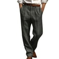 thumbnail image 1 of HOMADLES Mens Suit Pants Casual Solid Wide Leg with Pocket Button Suit Pants Dark Gray L, 1 of 5
