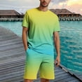 thumbnail image 1 of HOMADLES Mens Summer 2 Piece Outfits Short Sets Crewneck Shirt and Short Yellow 4XL, 1 of 5