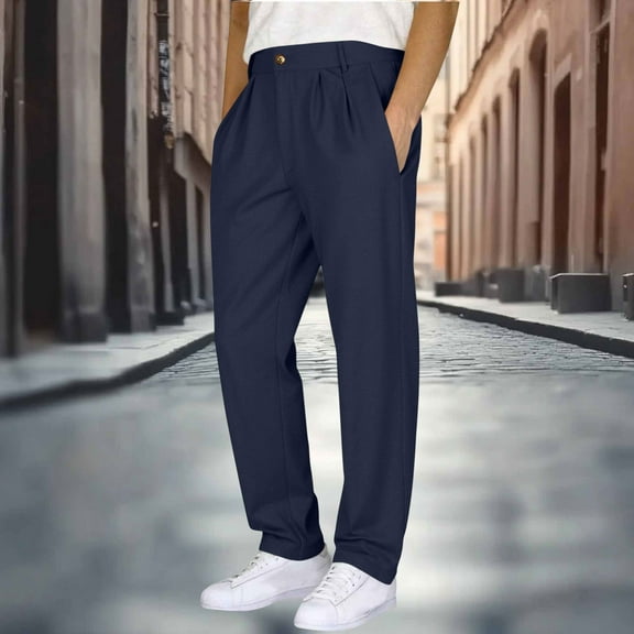 HOMADLES Mens Sweatpants Jogger with Pockets Elastic Waist Straight Leg Soft Casual Pants for Men Outdoor Hiking Open Bottom Sweatpants Navy M