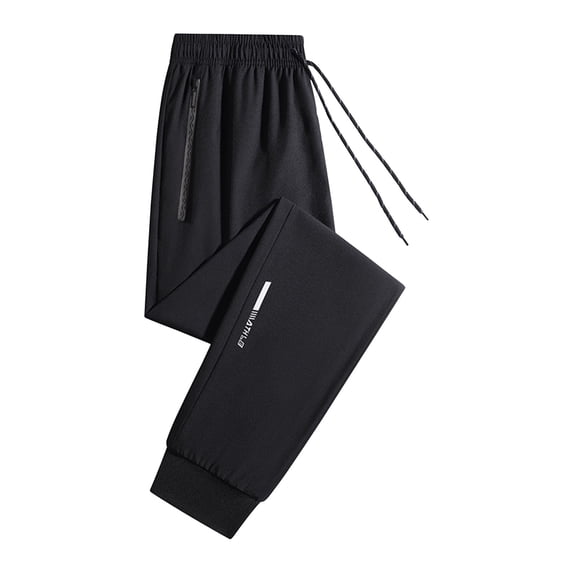 HOMADLES Mens Sweatpants Open Bottom Elastic Waist Pants with Drawstring Solid Straight Leg Jogger Pants Black M