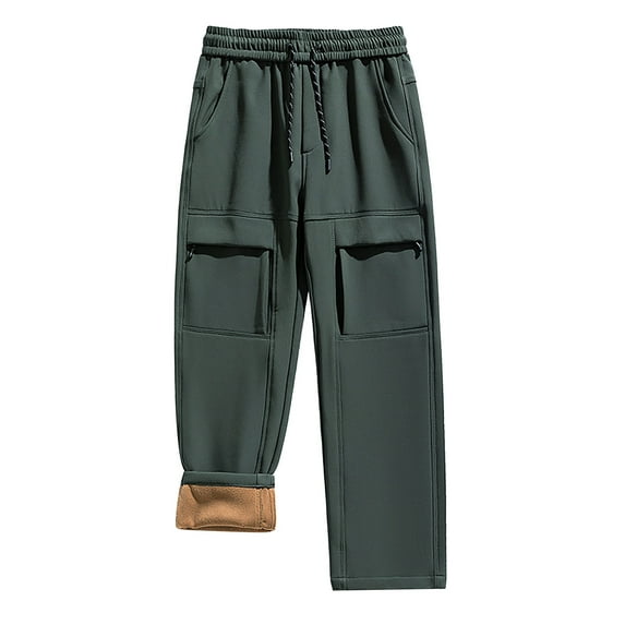 HOMADLES Mens Sweatpants Open Bottom Fleece Lined Winter Warm Thicken Casual Elastic Waist Pants for Men Warm Comfortable Casual Pants Fleece Lined Elastic Waist Mens Sports Pants Green S