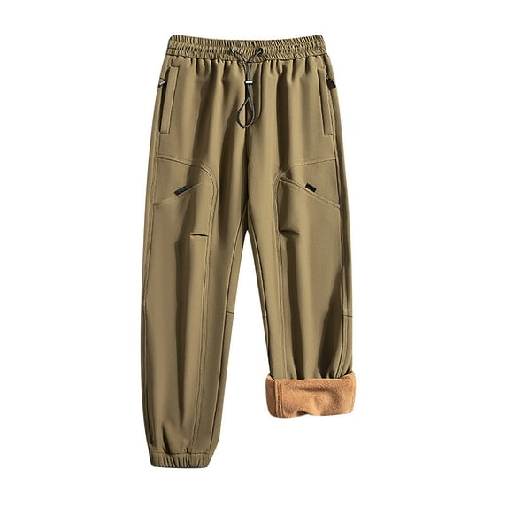 HOMADLES Mens Sweatpants Open Bottom Fleece Lined Winter Warm Thicken Casual Elastic Waist Pants for Men Mens Sports Pants Brown 5XL